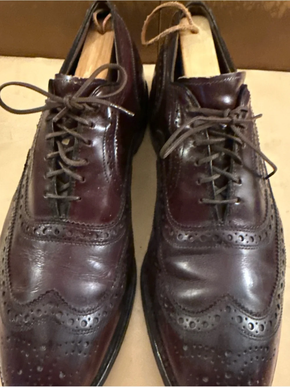 Allen Edmonds McAllister Burgundy Leather Wingtip Brogue Oxford Shoes Mens 8.5 D